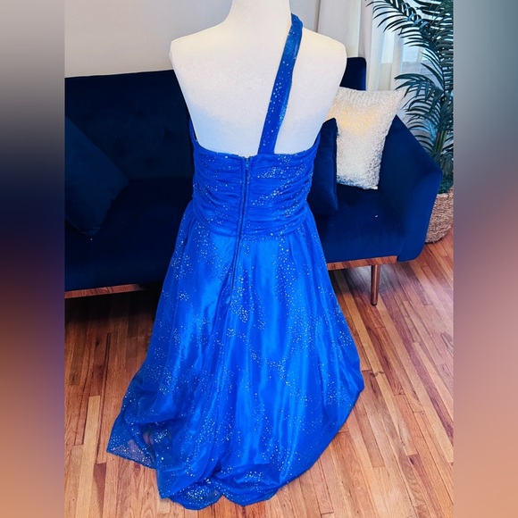 Single Strap Juniors Tool Sparkle Blue Prom Dress with Jewel Accents New without - Picture 6 of 13